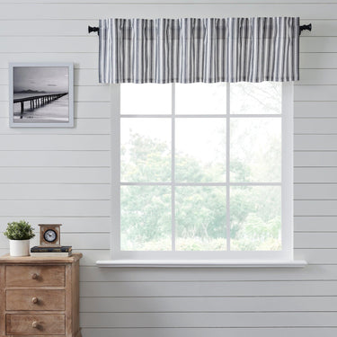 Sawyer Mill Black Ticking Stripe Valance Curtain 16x72 VHC Brands - The Fox Decor